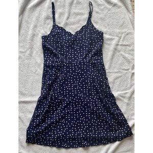Navy Blue & White Polka Dot Dress